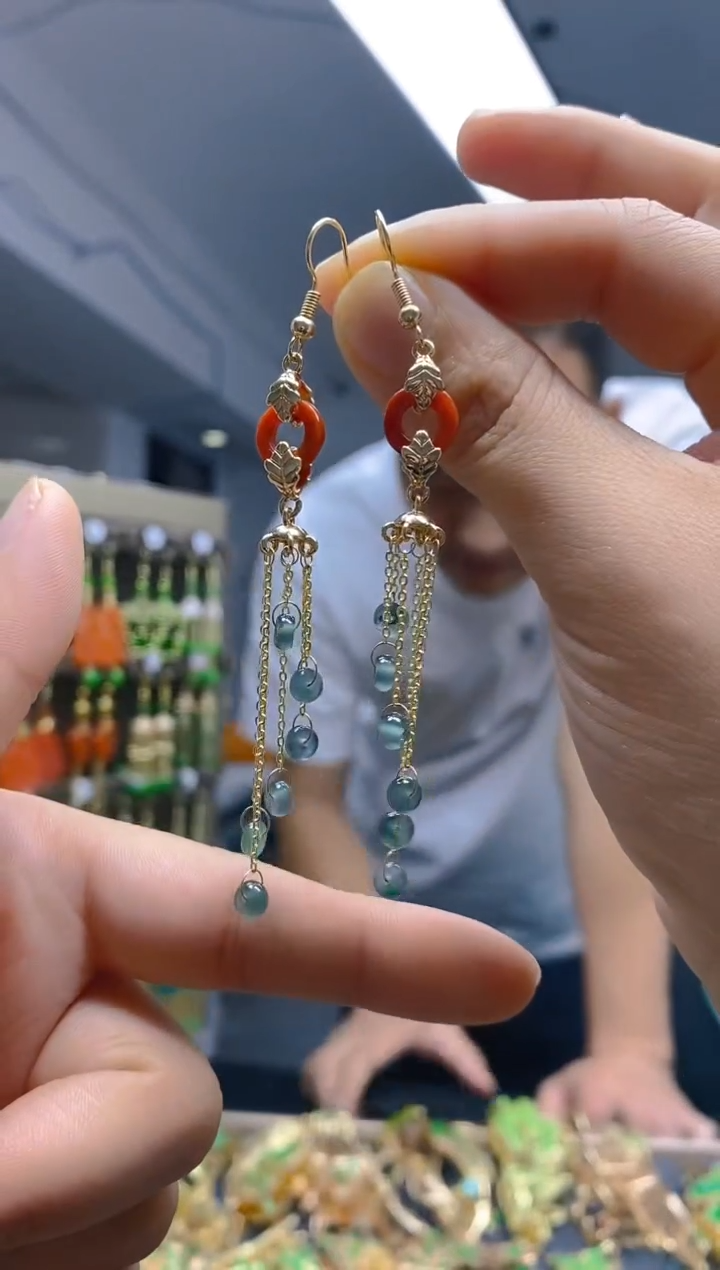 【闪购商品】翡翠耳饰合金0596翡翠耳钩