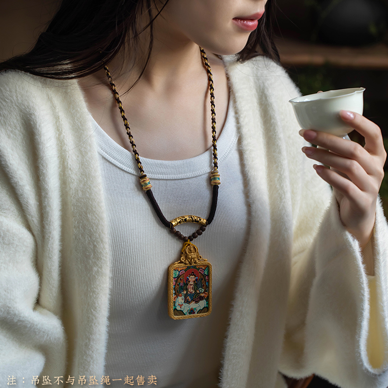 纯手工编织挂绳项链吊坠链手搓棉线藏式男女唐卡佛牌挂绳