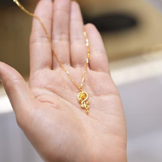 【巧玲专属】足金999灵蛇玫瑰项链 经典时尚百搭 4.88