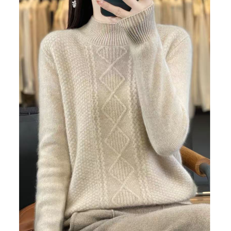  涵玖玥【100羊毛】贝壳花编织精致款厚款上衣Zm07-040