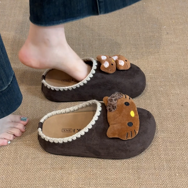 OJRZ卡通小猫咪拖鞋女2025年夏秋新款外穿可爱百搭厚底包头拖鞋女