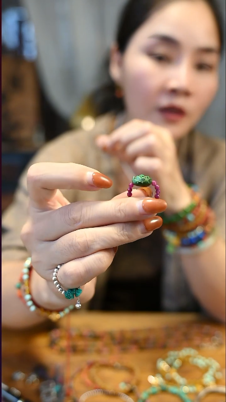 未镶嵌绿松石戒指偏绿3号