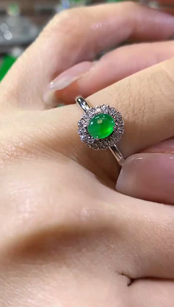 【闪购商品】翡翠戒指18K金镶嵌D20一件