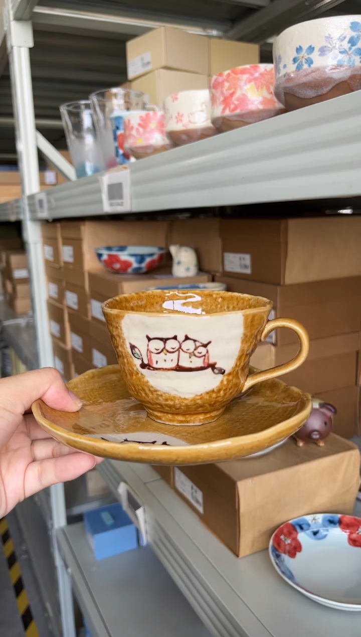 瓷片福利 濑户猫头鹰套杯