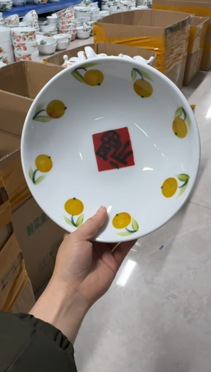 景德镇高温陶瓷食品级手绘釉中彩-圆深盘