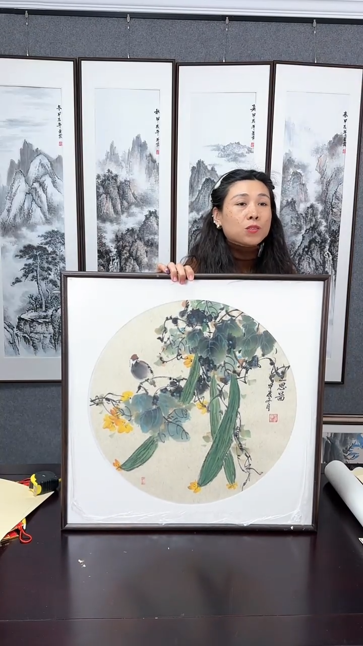 【闪购商品】国画丝瓜实木装裱