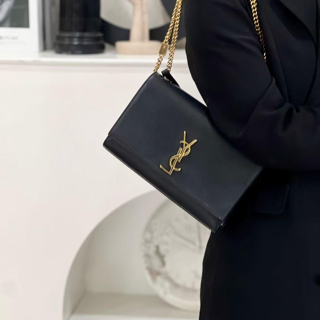 95新 YSL/圣罗兰 ysl kate中号黑金荔枝纹/甄选