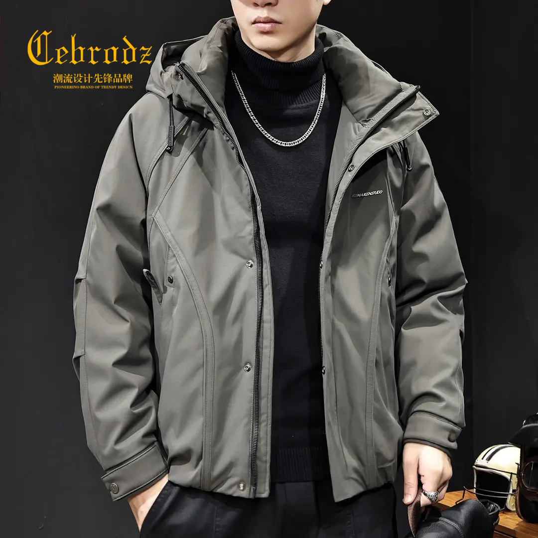 法国Cebrodz高端男羽绒服冬保暖连帽宽松冲锋衣新款加厚防风外套