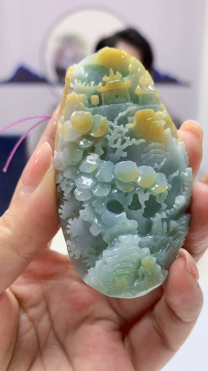 【闪购商品】定制翡翠未镶嵌5060ms-毛货23山水