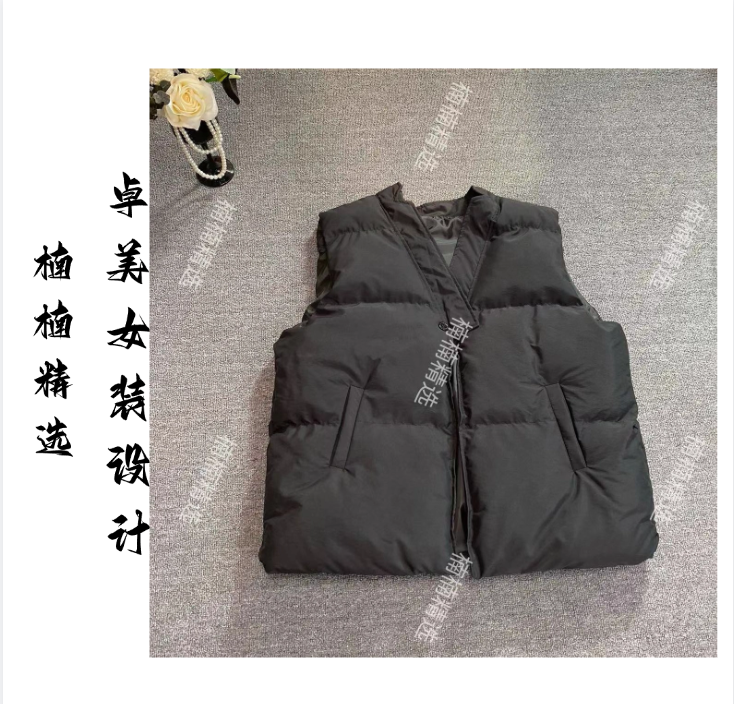 【ZM】楠楠精选秋冬新款韩版设计款马甲V领保暖遮肉显瘦纯色棉马夹