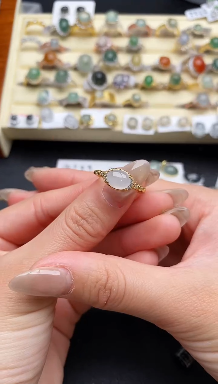 【闪购商品】翡翠戒指银S925镶嵌66666666+3