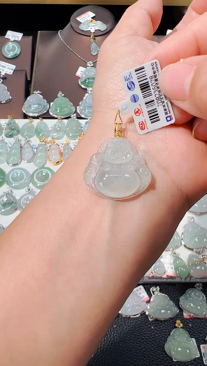 【闪购商品】翡翠吊坠(不含链)18K金镶嵌佛公吊坠028