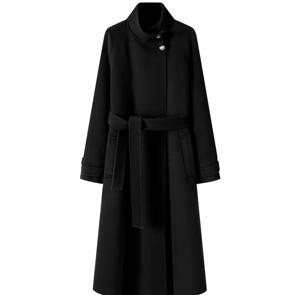 新款立领赫本风气质百搭显瘦高级感中长款双面羊毛大衣外套