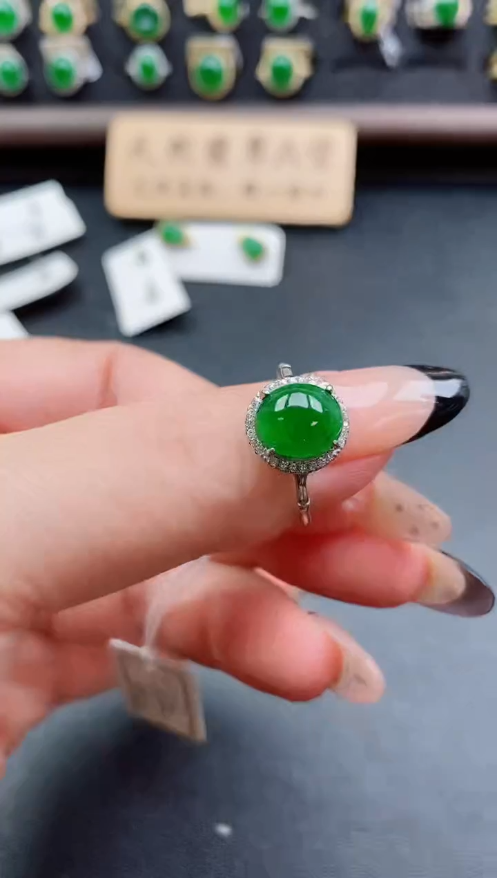银S925镶嵌戒指翡翠1