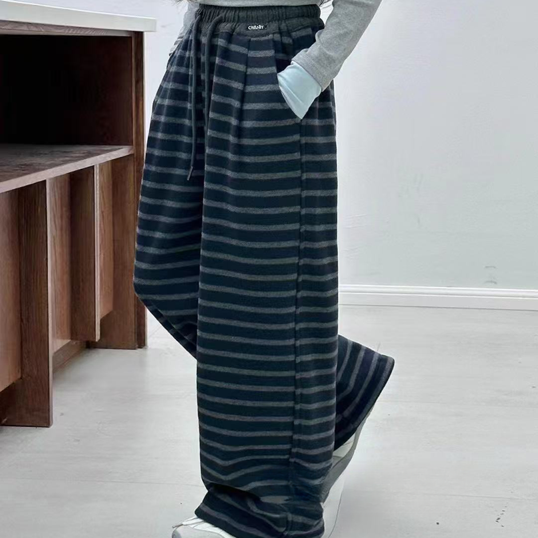 中大童时尚童装宽松百搭休闲针织裤直筒加绒一体绒儿童衣服6676