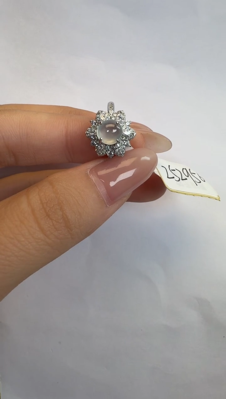 银S925镶嵌戒指翡翠通体925银镶缅甸A货翡翠戒指161