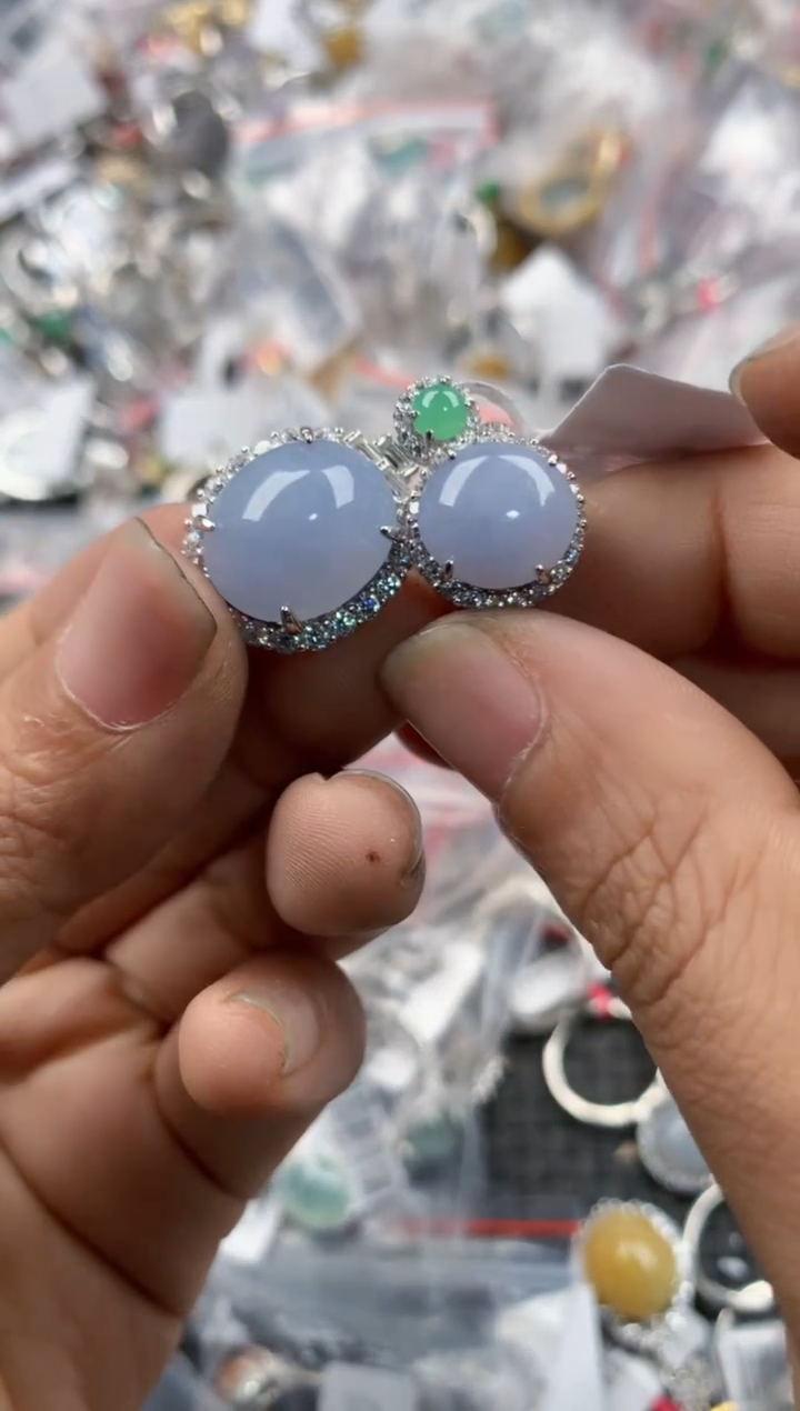 银S925镶嵌戒指翡翠1010---8