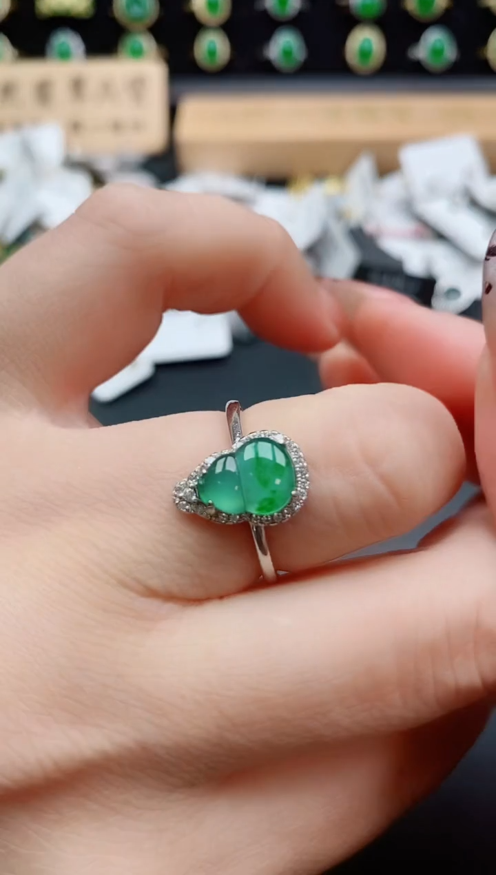 银S925镶嵌戒指翡翠1