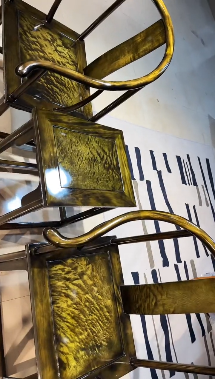 金丝楠木头款金丝楠大叶楠水波圈椅三件套