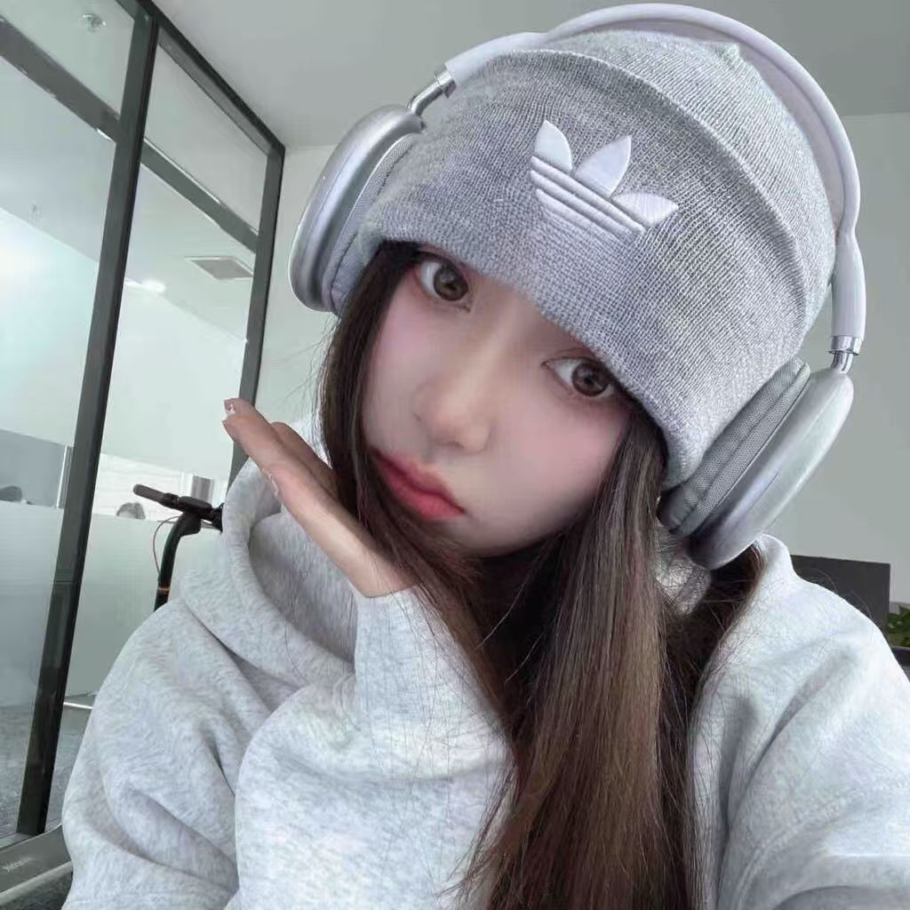 刺绣秋冬休闲风锥形顶秋季女帽子加网红时尚针织帽子