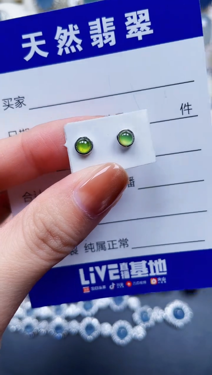 银S925镶嵌翡翠耳饰168