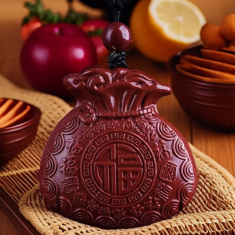 含辰砂工艺品天然朱砂紫金砂小福袋吊坠项链