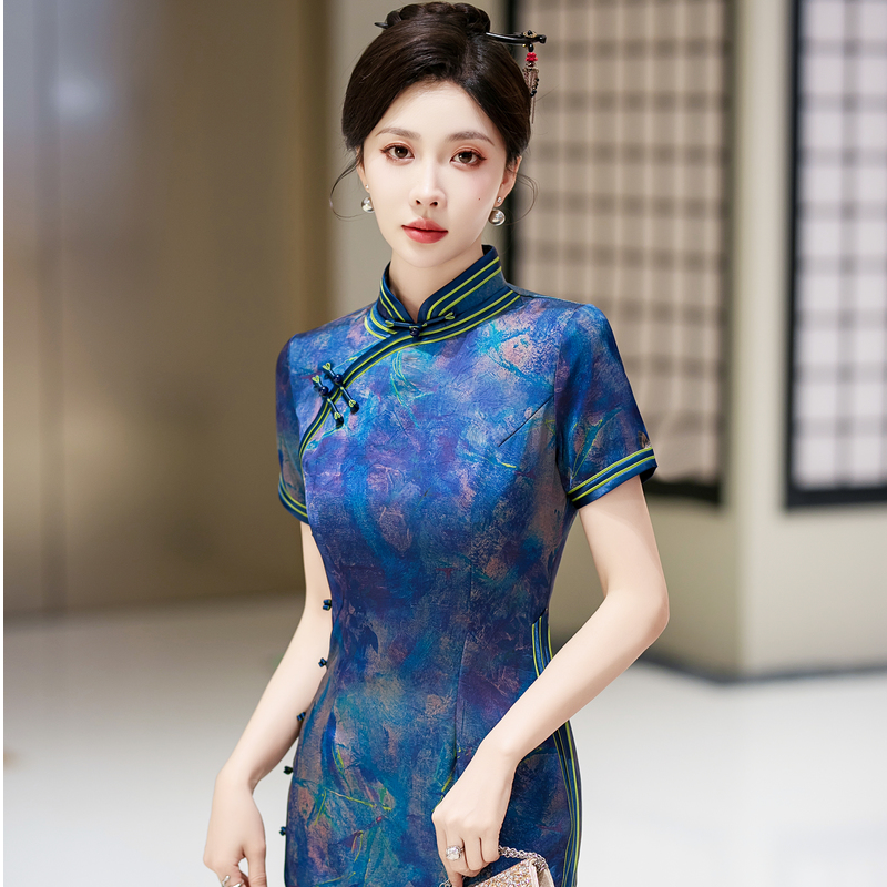 5567白幼秀新款复古时尚优雅中式立领港风款旗袍中国风旗袍