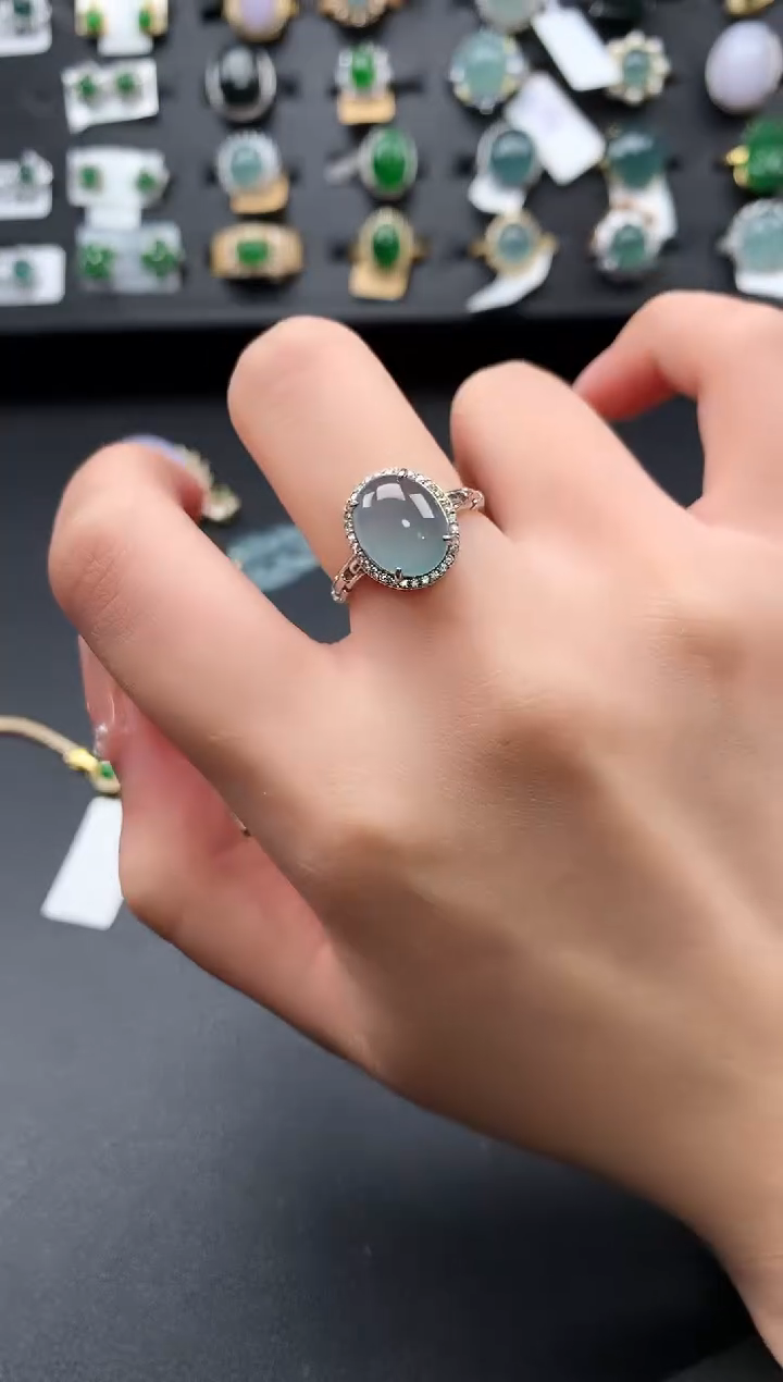 【闪购商品】翡翠戒指银S925镶嵌521412