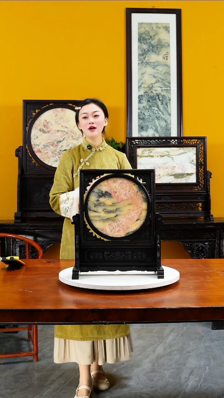 石材天然大理石画摆件