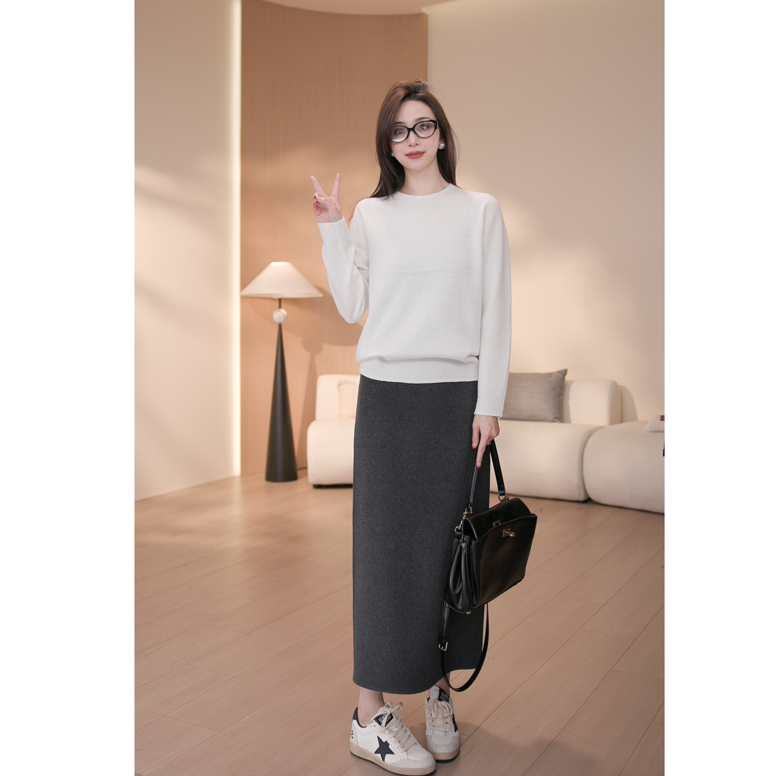 羊毛打底长袖针织时尚百搭纯色圆领休闲LLM502