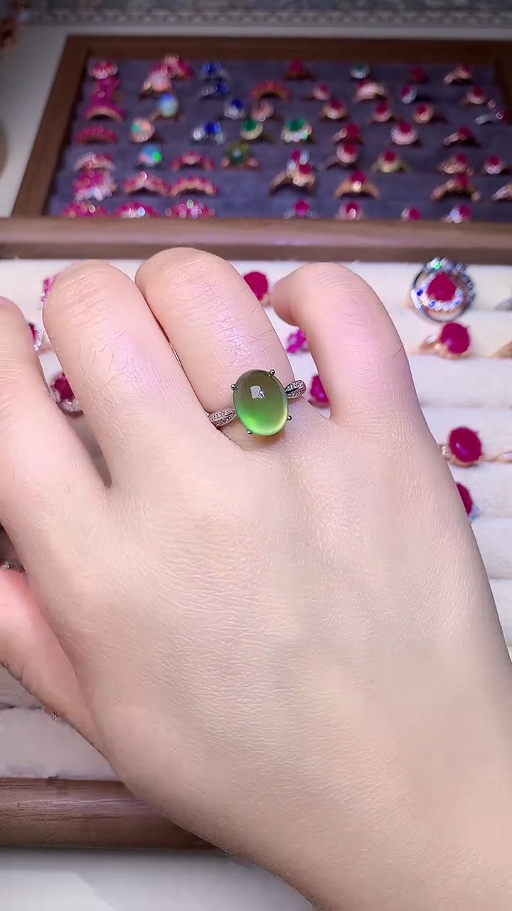 【闪购商品】葡萄石戒指银S925镶嵌0000