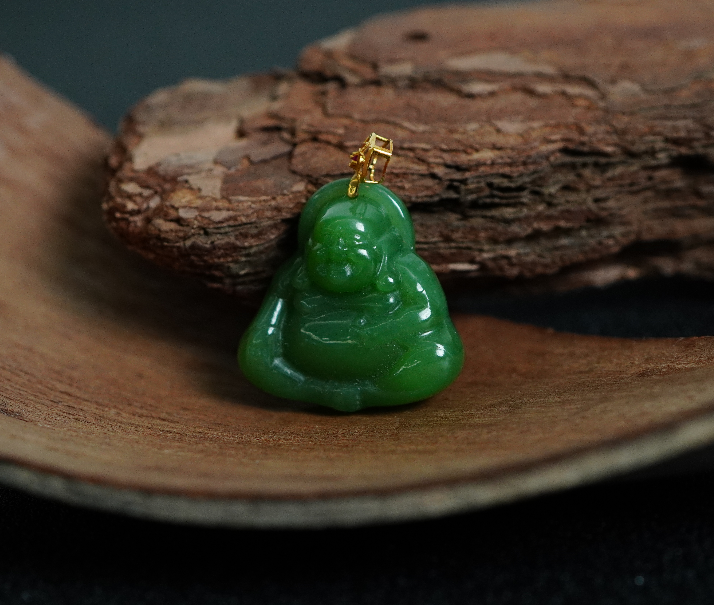 18K金和田玉碧玉佛吊坠 DT112010