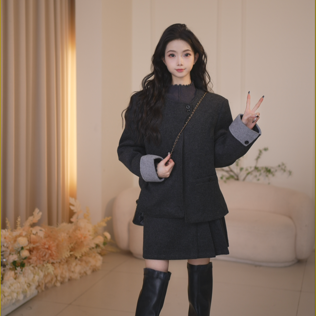 Basic House百家好时尚灰色气质百搭气质时尚套装B1385B5B2D2