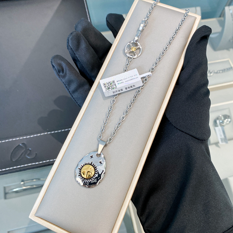 钛钢项链 金色   高桥飞鹰小银饼项链 N702