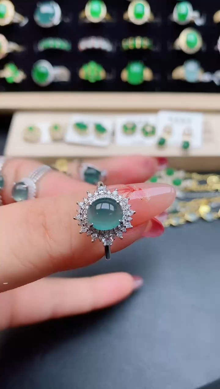 【闪购商品】翡翠戒指银S925镶嵌508505