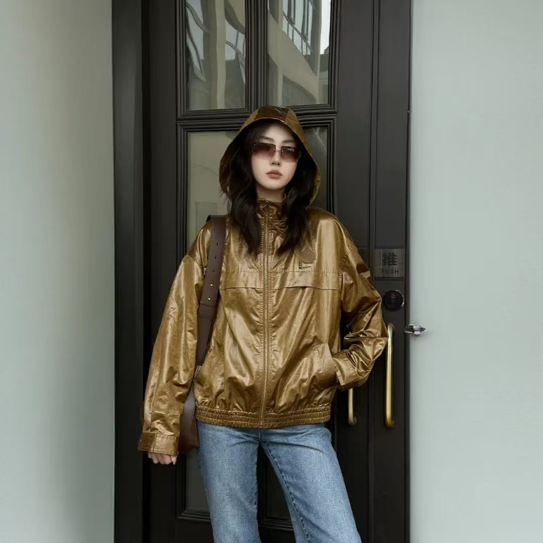 AMASS/阿玛施新款时尚酷感连帽宽松短款夹克外套女5400855