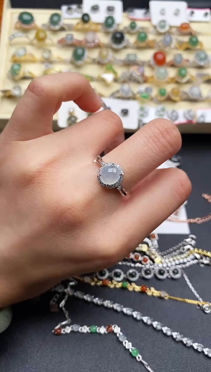 【闪购商品】翡翠戒指银S925镶嵌111111111+5