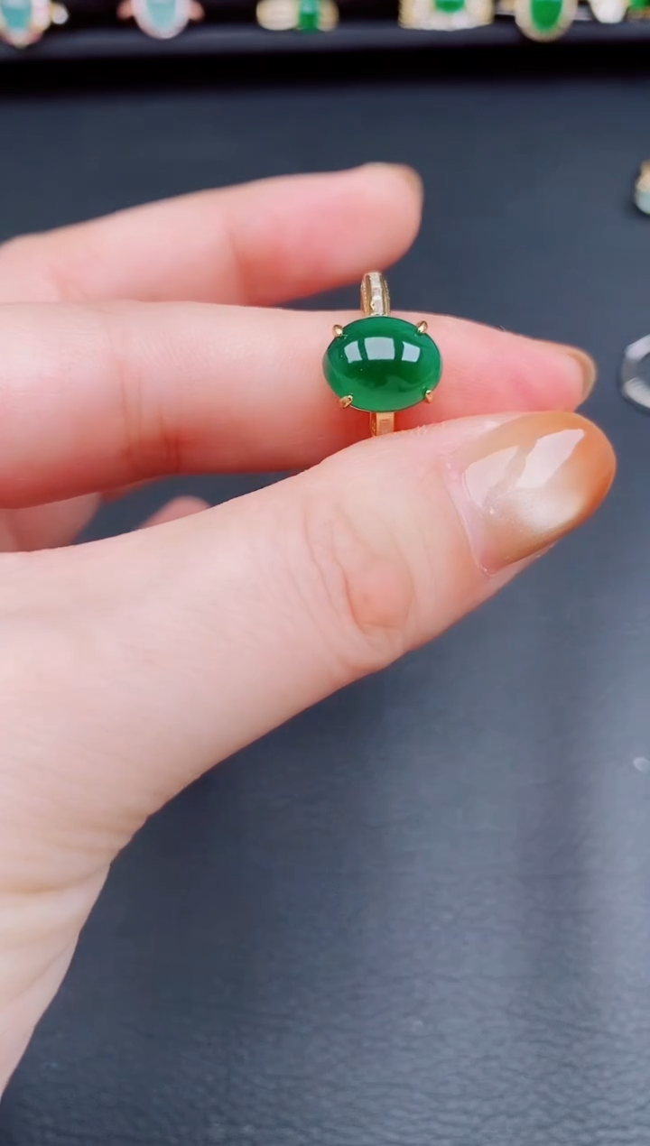 【闪购商品】翡翠戒指银S925镶嵌天然a货翡翠53