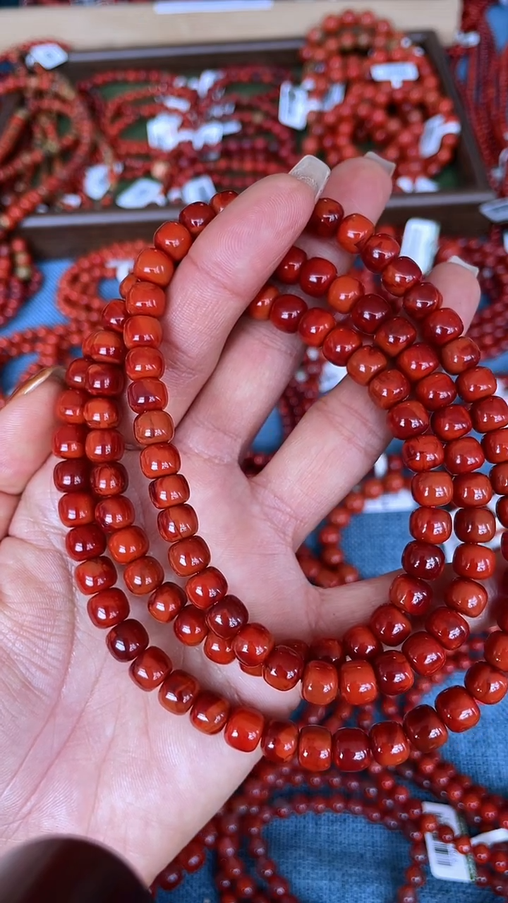 未镶嵌手串南红玛瑙N39凉山瓦西料S级老型双锦红多圈