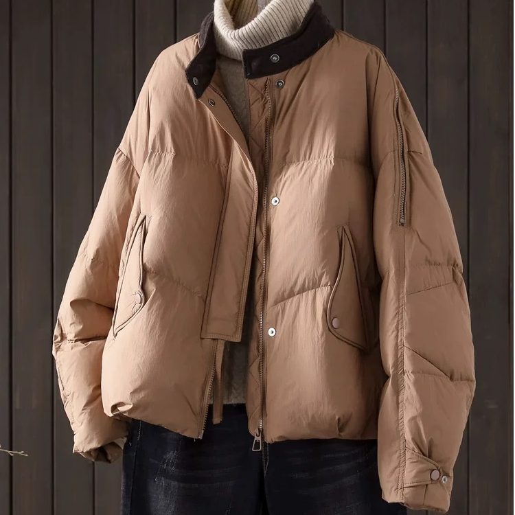 阳阳家冬装2024过年新款立领纯色短款女保暖外套羽羽简约百搭冬季