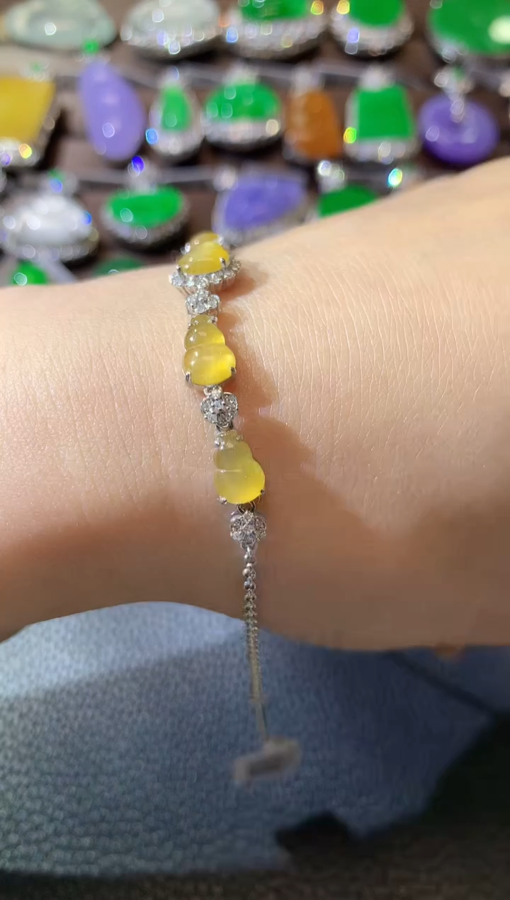 【闪购商品】翡翠手链18K金镶嵌D13翡翠