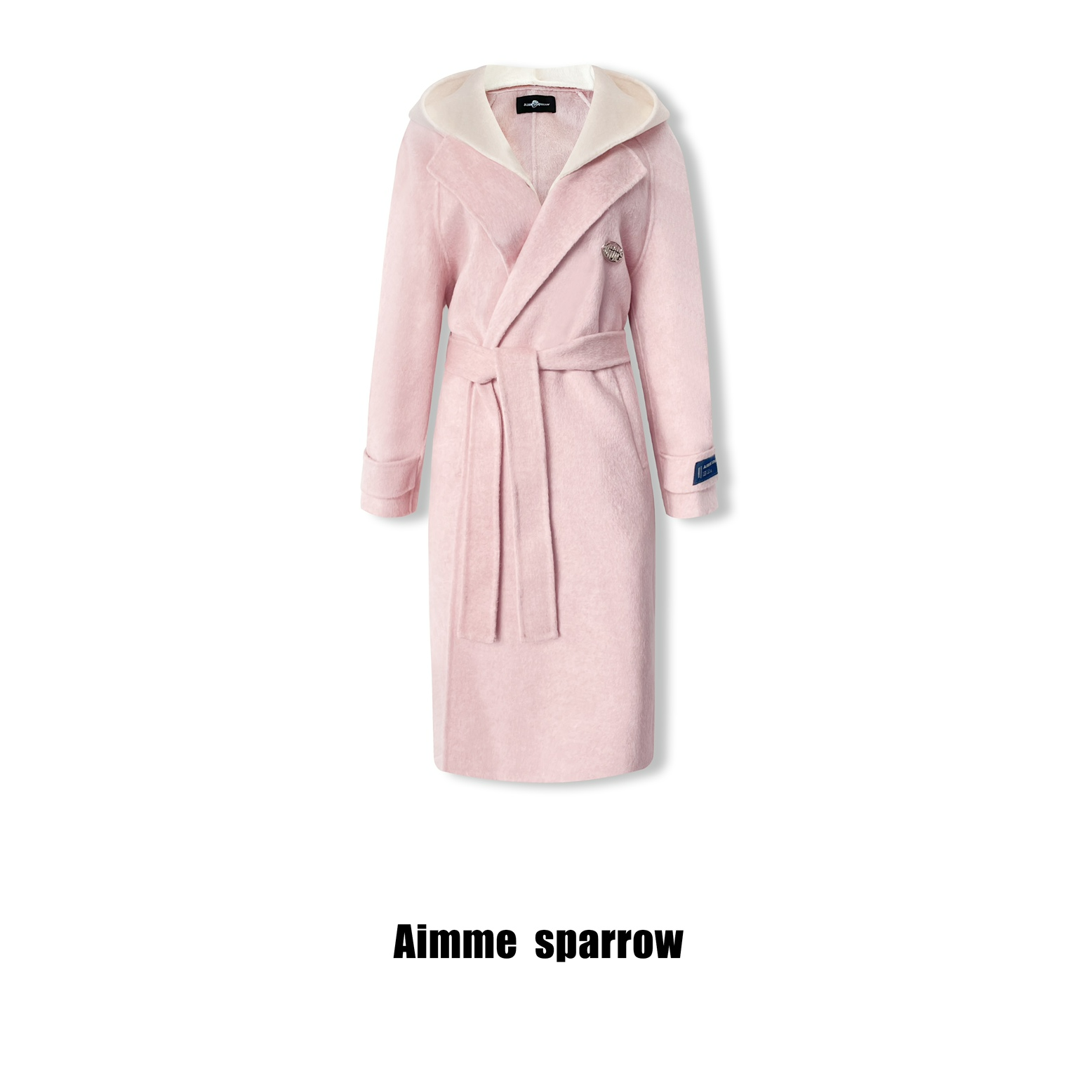 Aimmesparrow粉色拼接外套大衣时尚气质简约设计师加厚