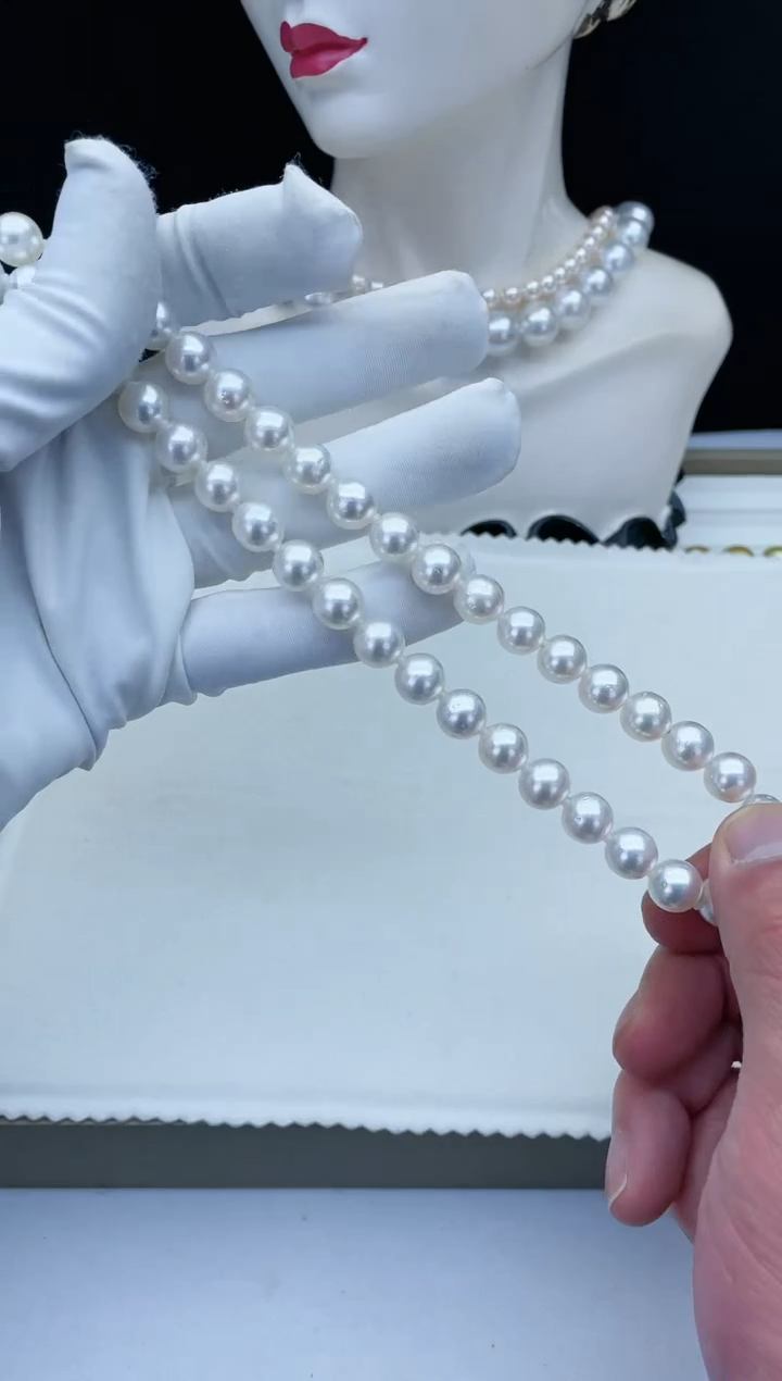 【闪购商品】海水珍珠项链银S925镶嵌澳白项链8.0-10.0