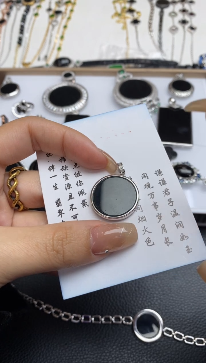 银S925镶嵌定制翡翠翡翠饰品~多样性发其一~