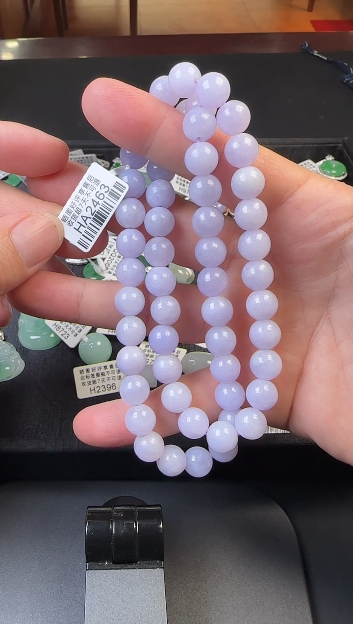 翡翠未镶嵌项链HA2463紫珠项链9.3MM