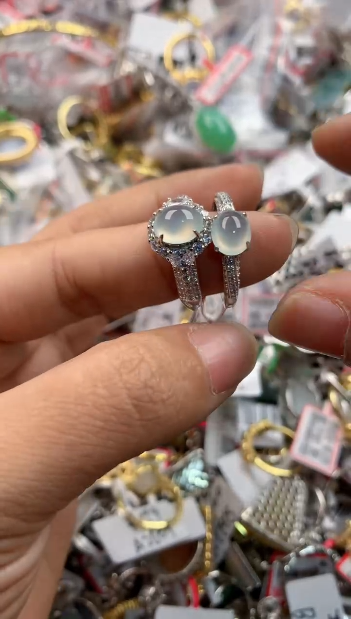 银S925镶嵌戒指翡翠888---1