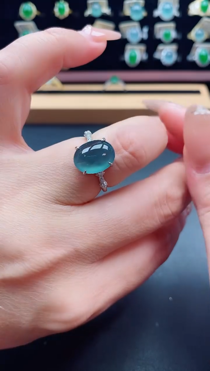 银S925镶嵌戒指翡翠1