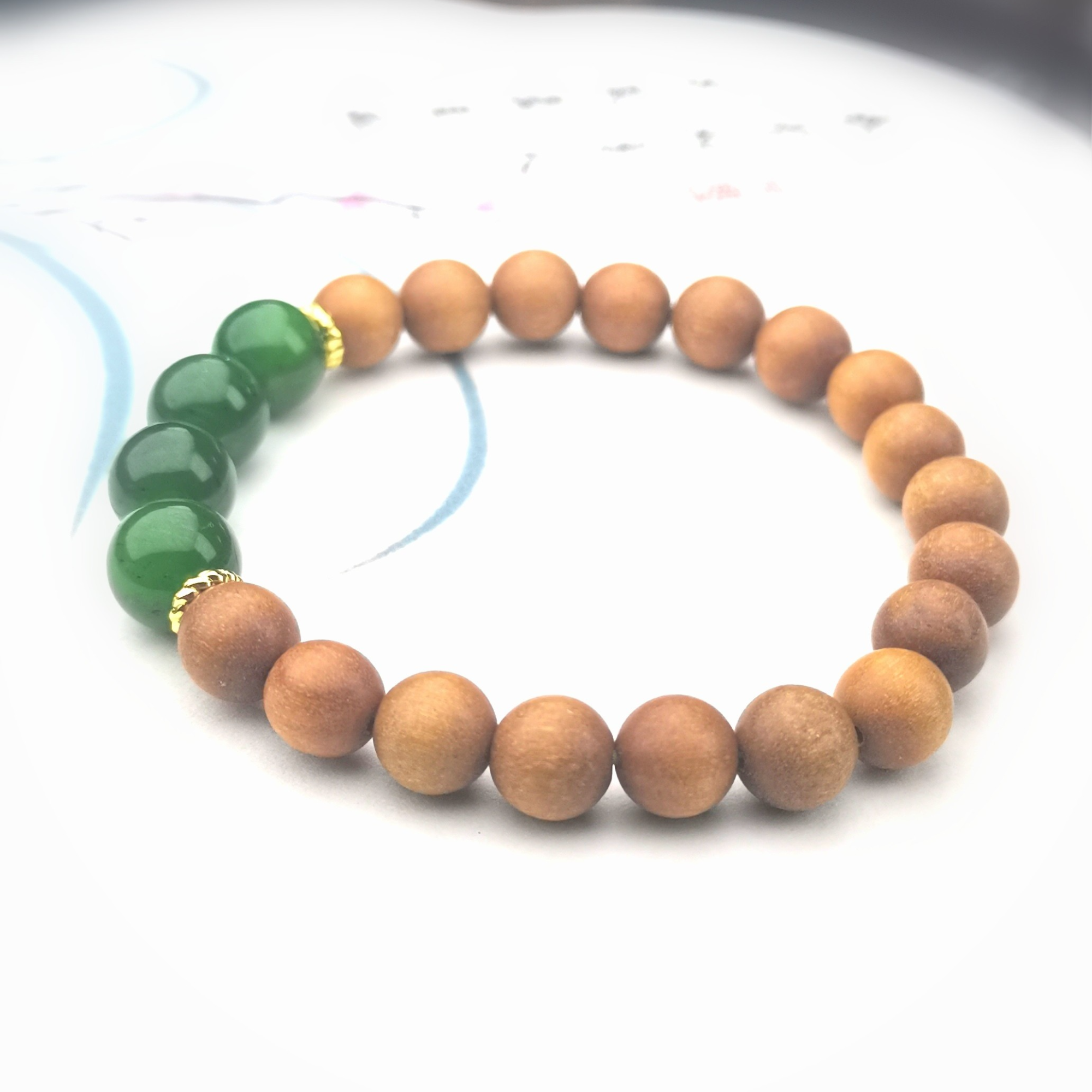 木带宝天然新疆和田玉碧玉菠菜绿卡10圆珠串（黑点需包容介意勿拍）