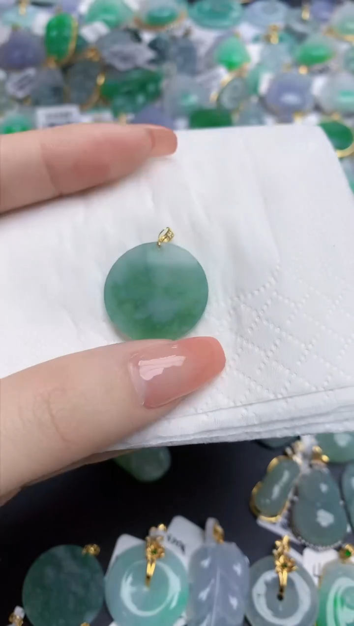 【闪购商品】翡翠颈饰18K金镶嵌天然缅甸翡翠A货