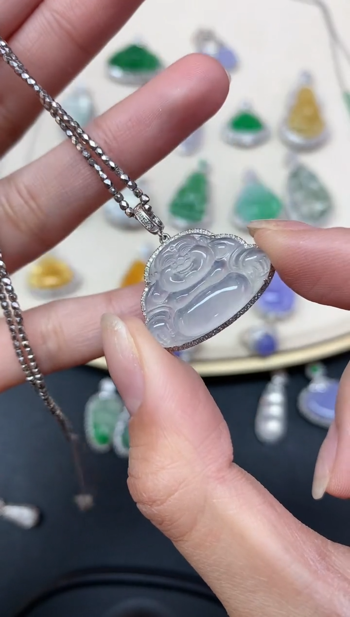 【闪购商品】翡翠吊坠(不含链)18K金镶嵌吊坠A324|3980